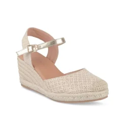 Espadrilles Corde BEIGE Femme Motif Carreaux Boucle
