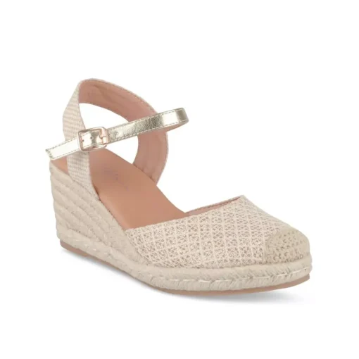 Espadrilles Corde BEIGE Femme Motif Carreaux Boucle