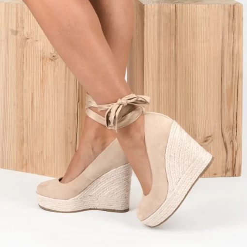 Espadrilles Corde BEIGE Femme Motif Uni Lacets