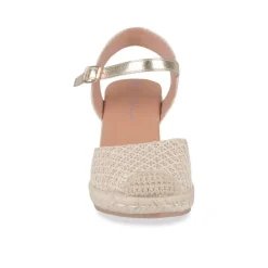 Espadrilles Corde BEIGE Femme Motif Carreaux Boucle