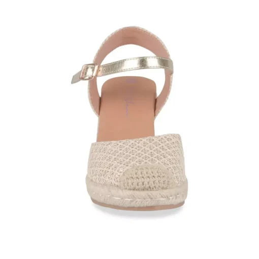 Espadrilles Corde BEIGE Femme Motif Carreaux Boucle
