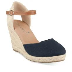 Espadrilles Corde BLEU Femme Motif Uni Boucle