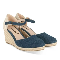 Espadrilles Corde BLEU Femme Motif Uni Boucle