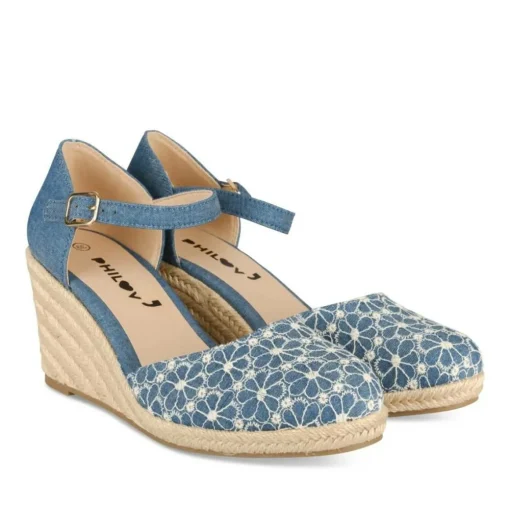 Espadrilles Corde BLEU Femme Motif Uni Boucle