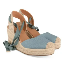 Espadrilles Corde BLEU Femme Motif Uni Lacets