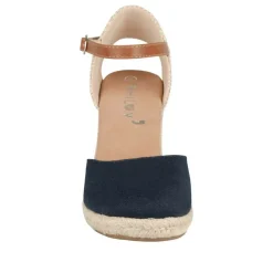 Espadrilles Corde BLEU Femme Motif Uni Boucle