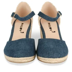 Espadrilles Corde BLEU Femme Motif Uni Boucle