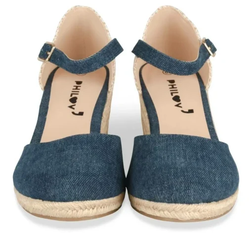 Espadrilles Corde BLEU Femme Motif Uni Boucle