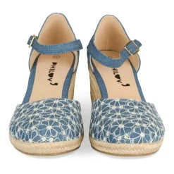 Espadrilles Corde BLEU Femme Motif Uni Boucle