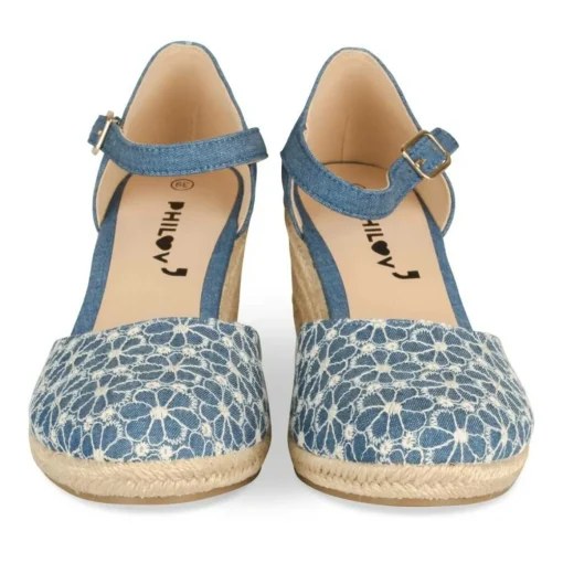 Espadrilles Corde BLEU Femme Motif Uni Boucle