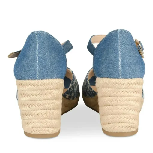 Espadrilles Corde BLEU Femme Motif Uni Boucle