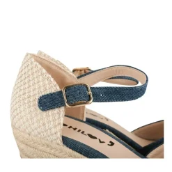 Espadrilles Corde BLEU Femme Motif Uni Boucle