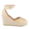 Espadrilles Corde JAUNE Femme Motif Tressé Boucle