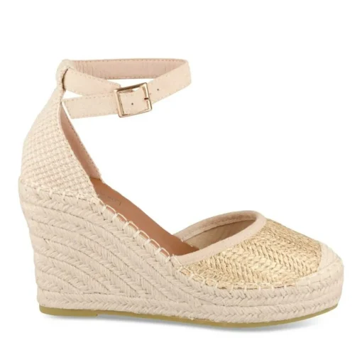 Espadrilles Corde JAUNE Femme Motif Tressé Boucle