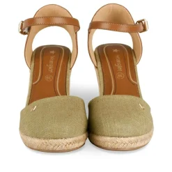 Espadrilles Corde KAKI Femme Motif Uni Boucle