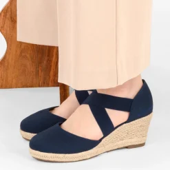 Espadrilles Corde MARINE Femme Motif Uni Elastique
