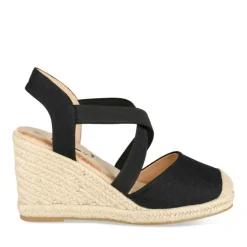 Espadrilles Corde NOIR Femme Motif Uni A Enfiler