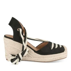 Espadrilles Corde NOIR Femme Motif Uni Lacets
