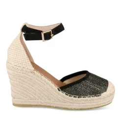 Espadrilles Corde NOIR Femme Motif Tressé Boucle