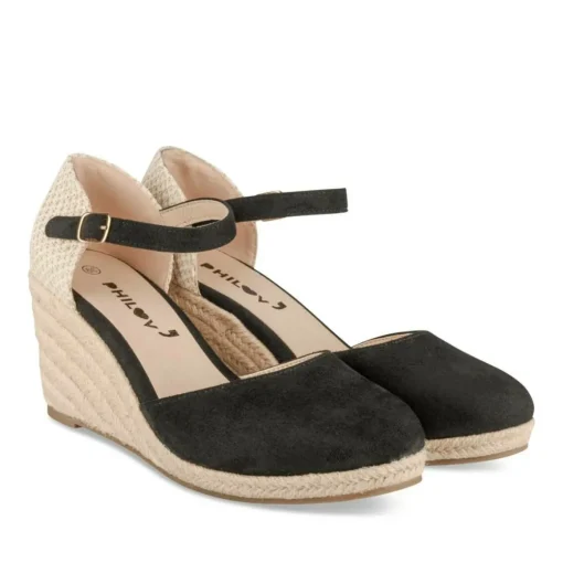 Espadrilles Corde NOIR Femme Motif Uni Boucle