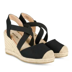 Espadrilles Corde NOIR Femme Motif Uni A Enfiler
