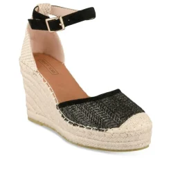 Espadrilles Corde NOIR Femme Motif Tressé Boucle