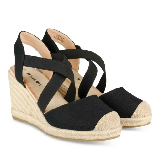 Espadrilles Corde NOIR Femme Motif Uni A Enfiler