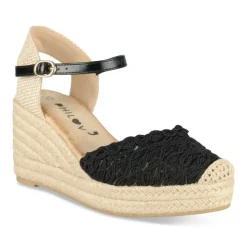 Espadrilles Corde NOIR Femme Motif Uni Boucle