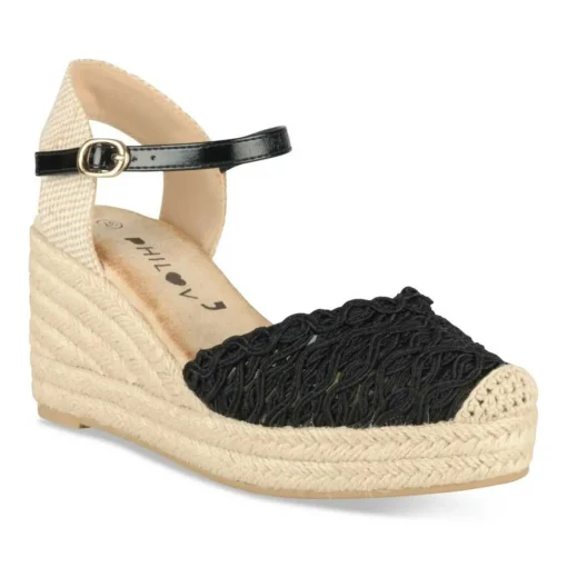 Espadrilles Corde NOIR Femme Motif Uni Boucle