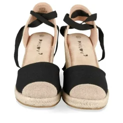 Espadrilles Corde NOIR Femme Motif Uni Boucle