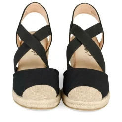 Espadrilles Corde NOIR Femme Motif Uni A Enfiler