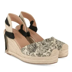 Espadrilles Corde NOIR Femme Motif Uni Lacets