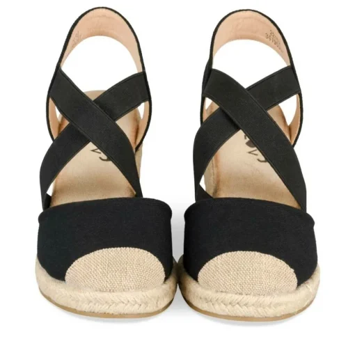 Espadrilles Corde NOIR Femme Motif Uni A Enfiler