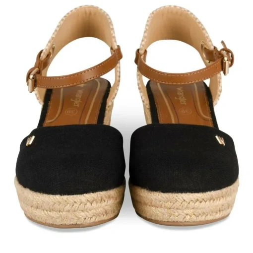 Espadrilles Corde NOIR Femme Motif Uni Boucle