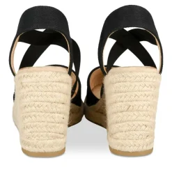 Espadrilles Corde NOIR Femme Motif Uni A Enfiler