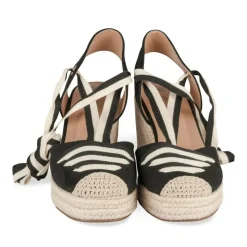 Espadrilles Corde NOIR Femme Motif Uni Lacets