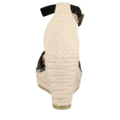 Espadrilles Corde NOIR Femme Motif Tressé Boucle