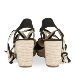 Espadrilles Corde NOIR Femme Motif Uni Lacets