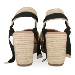 Espadrilles Corde NOIR Femme Motif Uni Lacets