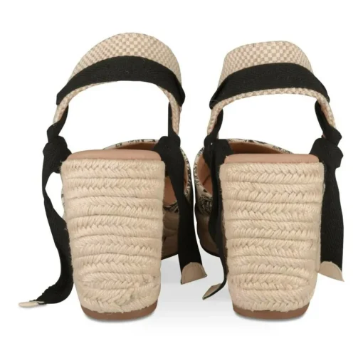Espadrilles Corde NOIR Femme Motif Uni Lacets