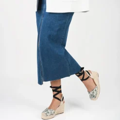 Espadrilles Corde NOIR Femme Motif Uni Lacets