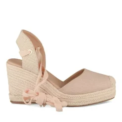 Espadrilles Corde ROSE Femme Motif Uni Lacets