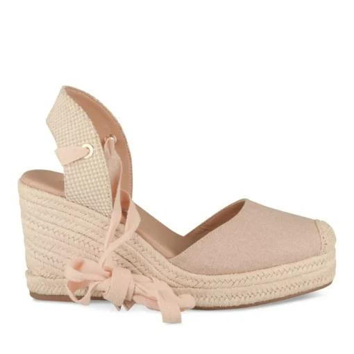 Espadrilles Corde ROSE Femme Motif Uni Lacets
