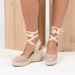 Espadrilles Corde ROSE Femme Motif Uni Lacets