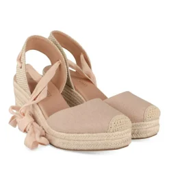 Espadrilles Corde ROSE Femme Motif Uni Lacets