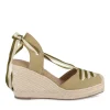 Espadrilles Corde VERT Femme Motif Uni Lacets