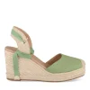 Espadrilles Corde VERT Femme Motif Uni Lacets