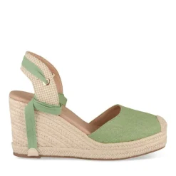 Espadrilles Corde VERT Femme Motif Uni Lacets