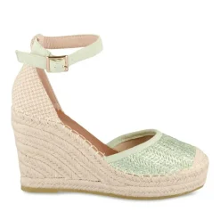 Espadrilles Corde VERT Femme Motif Tressé Boucle