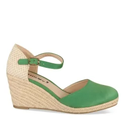 Espadrilles Corde VERT Femme Motif Uni Boucle